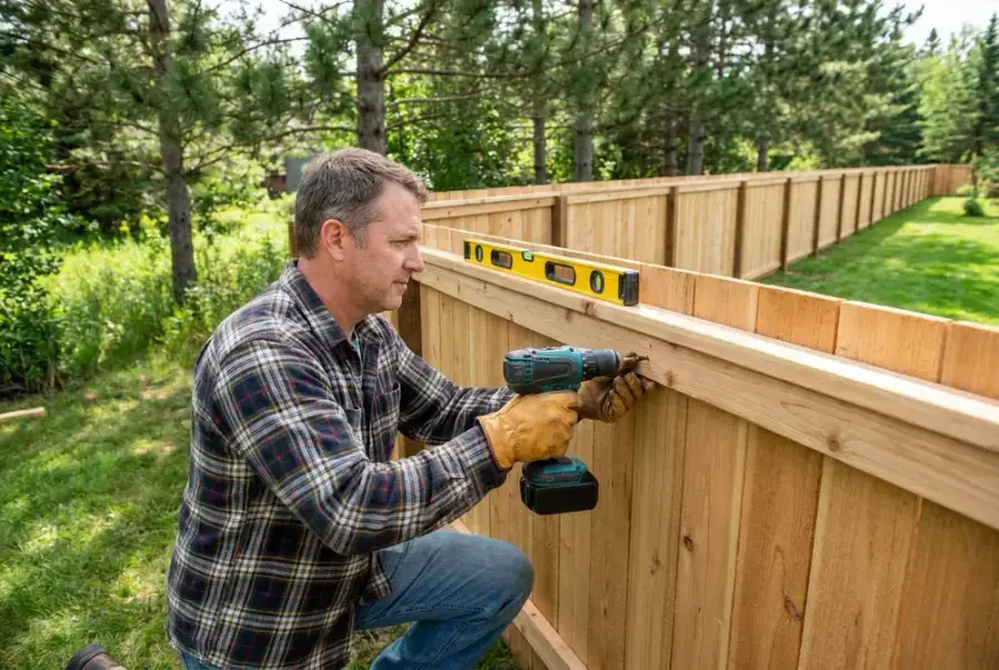 Wood Privacy Fence Installation, Heartland Fence Company